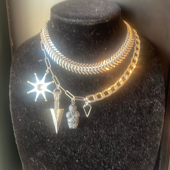 Designer inspired multilayered silver necklace - Picture 2 of 6